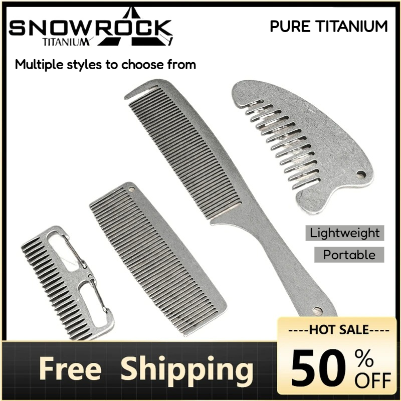 Comb Pocket Titanium - SNOWROCK ストーンウォッシュ加工 チタン製ヘア＆ビアード用クレセントコーム 男女兼用 家庭用/アウトドア用 ポケットコーム