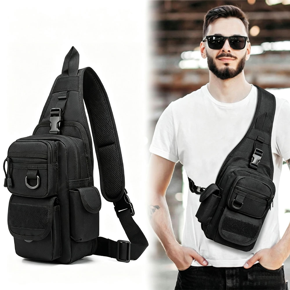 Edc Concealed Carry Sling Bag - 戦術用ピストルバッグ ガンバッグ 隠し携帯用ピストルホルスター ハンドガンキャリーポーチ アウトドアEDCツールバッグ 調節可能なスリングバックパック