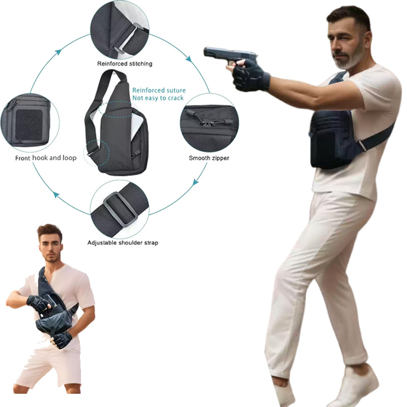 Edc Concealed Carry Sling Bag - 戦術的なピストルガンバッグ隠しキャリーガンホルスターハンドガン収納チェストバッグEDCツールバッグピストルガンショルダースリングバッグ
