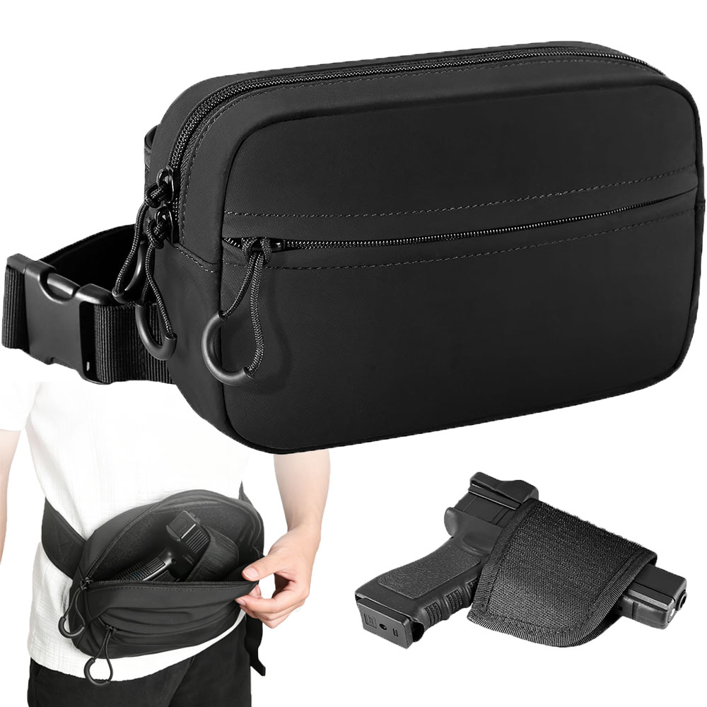 Edc Concealed Carry - ガンバッグ 隠し携帯用ウエストバッグ タクティカルファニーパック ホルスター付き ピストルポーチ クロスボディ