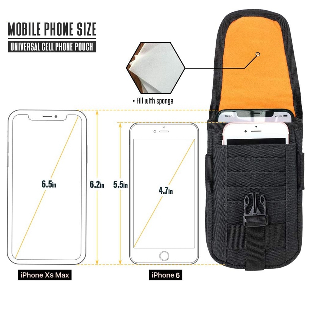 タクティカルフォンポーチMOLLE、スマートフォンホルスター - Edc Carry Fanny Pack のレビューと価格