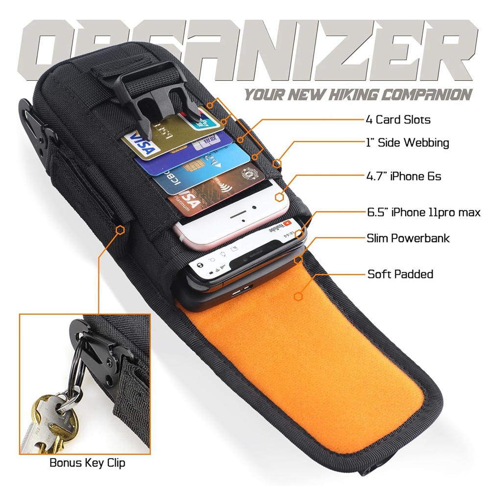 タクティカルフォンポーチMOLLE、スマートフォンホルスター - Edc Carry Fanny Pack のレビューと価格
