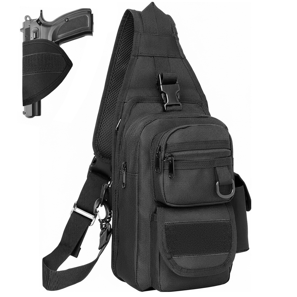 隠し銃持ち運び用ピストルガンバッグ戦術ピストルガン収納ポーチ - Edc Concealed Carry Sling Bag のレビューと価格